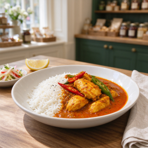 Hot Chicken Curry with Rice