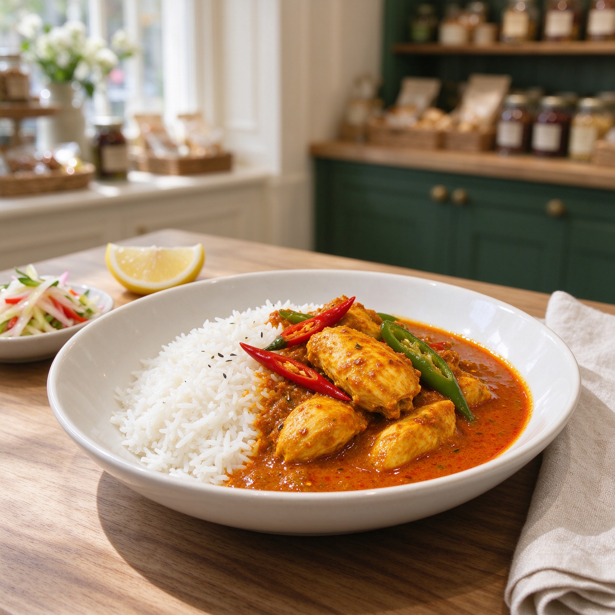 Hot Chicken Curry with Rice
